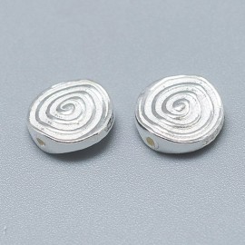 Unbranded Round Spiral 925 Sterling Silver Beads Hallmarked 7.5x2.5mm, Hole:0.7mm.  1 pcs