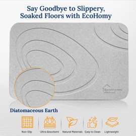 EcoHomy Diatomite Stone Bath Mat with Sink Caddy, Quick Drying, Non-Slip Diatomaceous Earth Shower Mat, Super Absorbent Innovative Bath Mat for Bath Floor & Kitchen, Easy to Clean (23.6"*15.4 ")