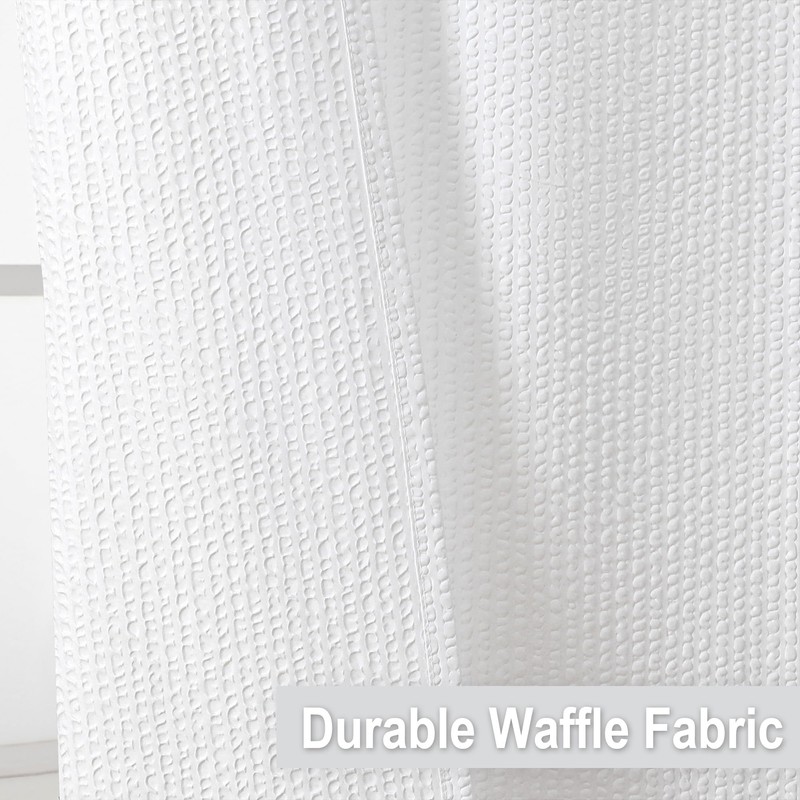 OVZME Berry White Shower Curtain, Embossed Textured Fabric Shower Curtain