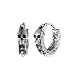 Yumilok Vintage Skull Stainless Steel Earrings Hoops for Men Diameter 1.1cm Creole Earrings Accessories Fashion Jewellery for Teenager