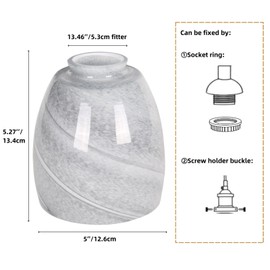 COMPIXIU Ceiling Fan Light Glass Lamp Shade Replacement, Handblown Gray Glass Lampshade for Light Fixture, Cover Glass Globe for Ceiling Pendant Light Wall Sconces Chandeliers, 2-1/8'' Fitter, 3 Pack