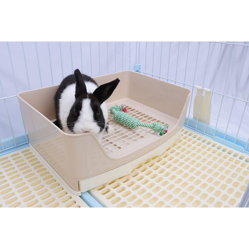 RUBYHOME Oversize Rabbit Litter Box with Drawer, Corner Toilet Box