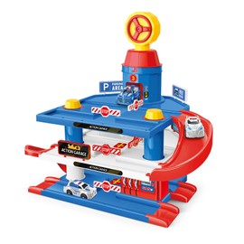 PlayBuild 3 Tier Kids Parking Garage - Includes 3 Cars, Ramps & Multi-Level Parking - Interactive Vehicle for Boys and Girls