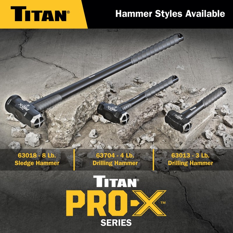 Titan Pro-X 63704 4lb Drilling Hammer, Dual-Face Sledge with Cross-Pattern