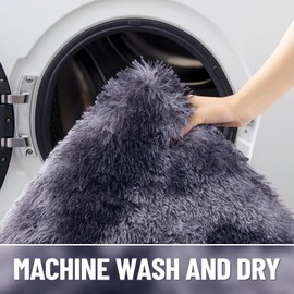 OLANLY Light Grey Tie-dye Round Rugs for Bedroom - Machine Washable, 5x5 Feet Circle Area Rugs for Living Room, Soft and Fluffy Shaggy Carpet for Teen Girls and Boys, Dorms, Home Decor Aesthetic