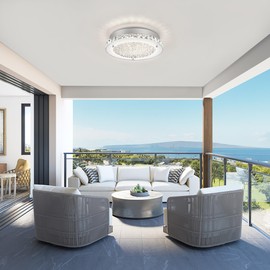 Ceiling Light, Crystal Ceiling Light Flush Mount Ceiling Light Crystal Light Fixture Ceiling Mount Modern Dimmable LED Ceiling Light for Bedroom Kitchen Bathroom Hallway Dining Room Porch Office 11"