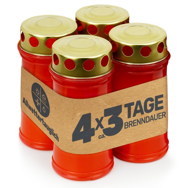 Gravidus Grave Candles Ambrosius, Stylish Grave Light in Red, Weatherproof,