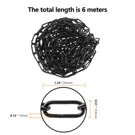 SEUNMUK 2 Pack 20 Feet Black Chain for Hanging Lamp, Pendant Lighting Fixture Chain with 8 Connection Locks for Hanging Chandelier, Ceiling Fan, Load Capacity 50 Lbs