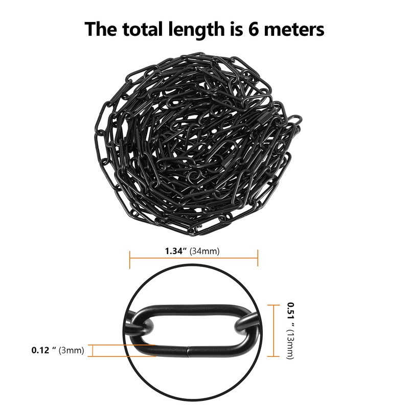 SEUNMUK 2 Pack 20 Feet Black Chain for Hanging Lamp,