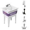 Freestanding Utility Sink with One Handle Black Faucet - 24"