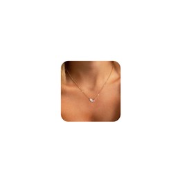 Honsny Dainty Gold Birthstone Necklace for Women Trendy Non Tarnish 14K Gold Plated Long Charm Marquise Cubic Zirconia Diamond Pink Necklaces Chain Waterproof Jewelry for Women Birthday Gifts