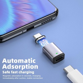 [BOEN] Magnetic Type C to Type C Converter Adapter Type C PD100W 5A Fast Charging Magnetic 480Mpbs Data Transfer for McbookPro/Air and Other USB C Devices for Gaming Consoles, Computers, Smartphones