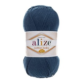 Alize Cotton Baby Soft 50% Acrylic 50% Cotton Yarn Crochet Lot of 4, Each Skein 3.5 oz (100 g) 295 yrds (270 m) (125 petrol)