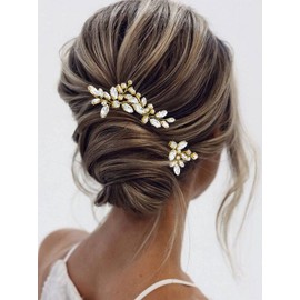 Cubahop Bridal Hair Pins, Crystal Bridal Hairpieces, Wedding Hair Accessories, Bridal Hair Clips for Women and Girls (Gold)