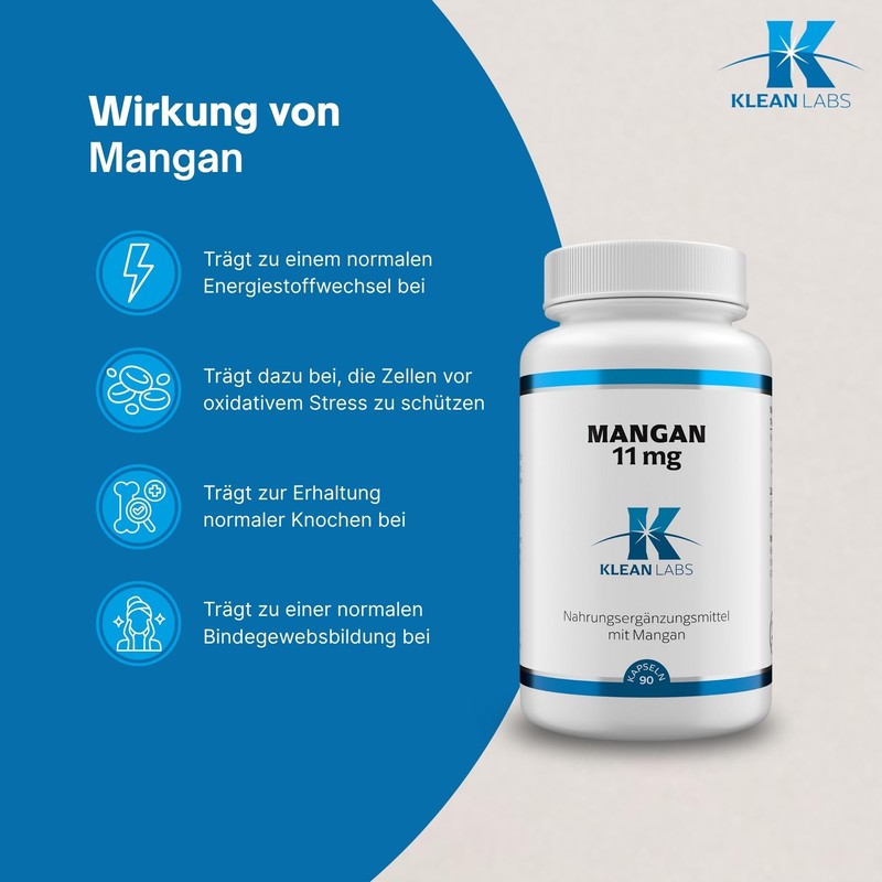 Klean Labs - Manganese 11mg - 90 Capsules - Vegan,