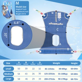 EZ Assistive Patient Lift Sling with Commode Opening, Patient Aid Full Body Mesh Toileting Sling, 500lbs Weight Capacity (Large-Opening-Blue)