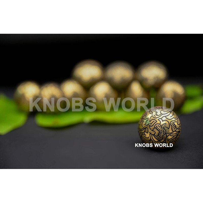KNOBSWORLD Set of 10 Brass Knobs - Kitchen Cabinet Pull