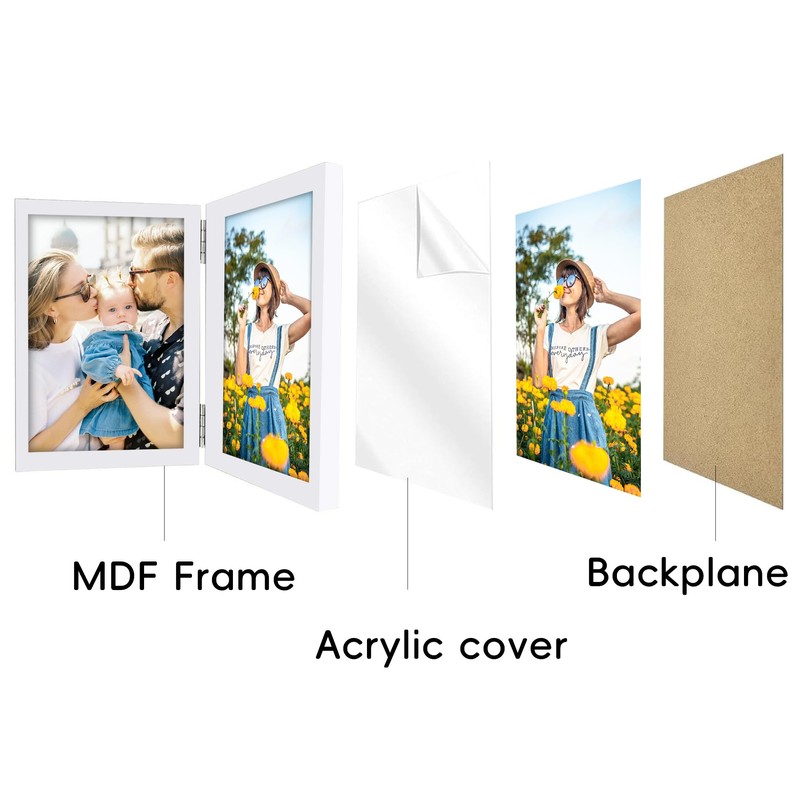 SNXJWA 8x10 Picture Frames Double White Photo Frame Folding Vertical