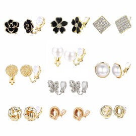 Clip On Earrings for Girls - 9PCS Clip On Earrings Women, Silver Clip On Earrings, Clip On Earrings Women Non Pierced, Girls Clip On Earrings, Silver Clip On Earrings, Clip On Earrings for Women Set