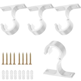 4Pcs Curtain Rod Brackets, 28mm Adjustable Curtain Pole Holders Heavy Duty Curtain Rod Fixing Hanging Brackets with Screws, Heavy Duty Curtain Pole Bracket Aluminum Alloy for Curtain or Wardrobe
