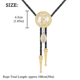 Absbolo Western Tie for Men Gold Initial Bolo Tie Letter A to Z Cowboy Bolo Necklace for Men Women E