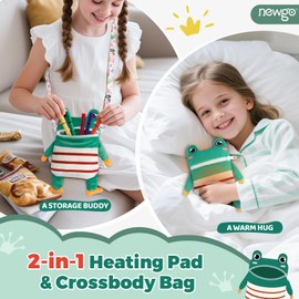 Microwave Heating Pad for Cramps, 2-in-1 Cute Frog Bag Moist Heat Pack for Kids & Adults Neck & Back Pain, Anxiety Relief, Great Gift Ideas for Girls