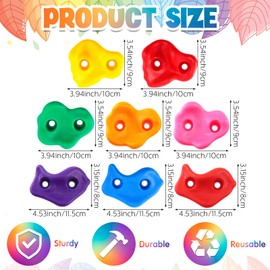 Meooeck 72 Pcs Kids Rock Climbing Holds Set Rock Climbing Wall Kit Colorful Climbing Wall Grips with Mounting Screws and Hardware for DIY Indoor Outdoor Playground Play Set