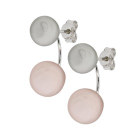 Alek Sander Murano Star Stars Murano Glass Sterling Silver Stud Earrings, Silver Sterling (925) Rhodium Plated Grey/Pink