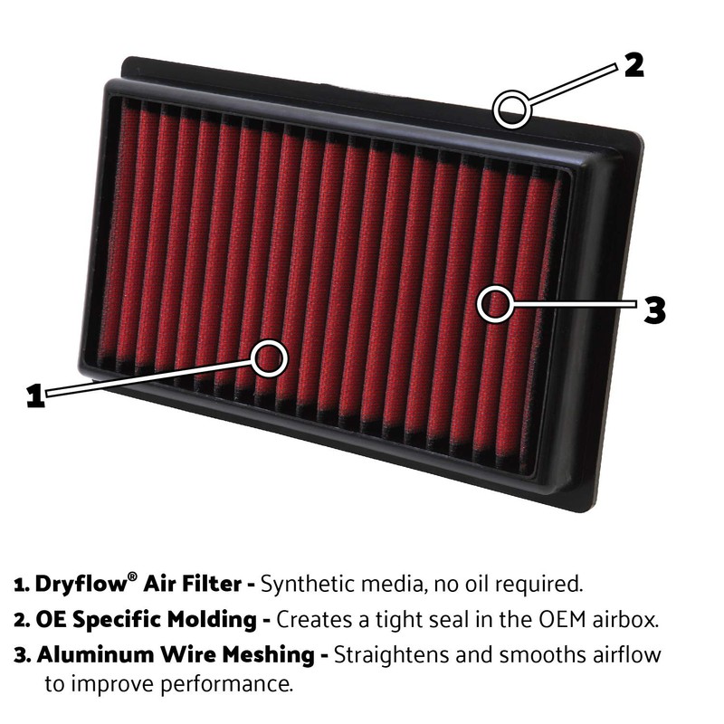AEM 28-20857 DryFlow Air Filter, Red