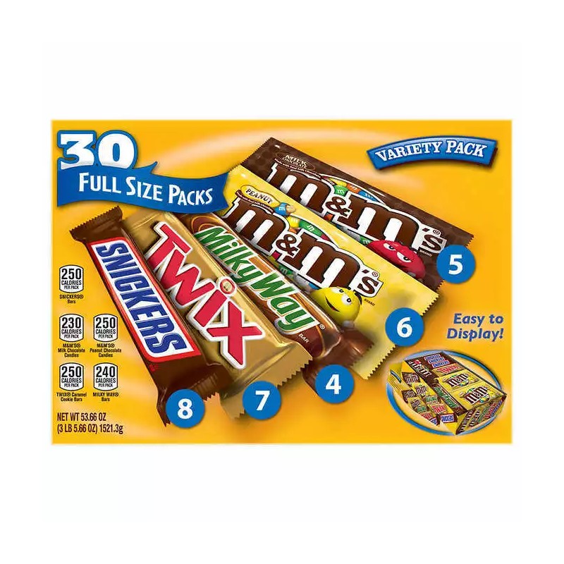 Mars 30 Mars Variety Pack Snickers M&M Chocolate Peanuts Twix