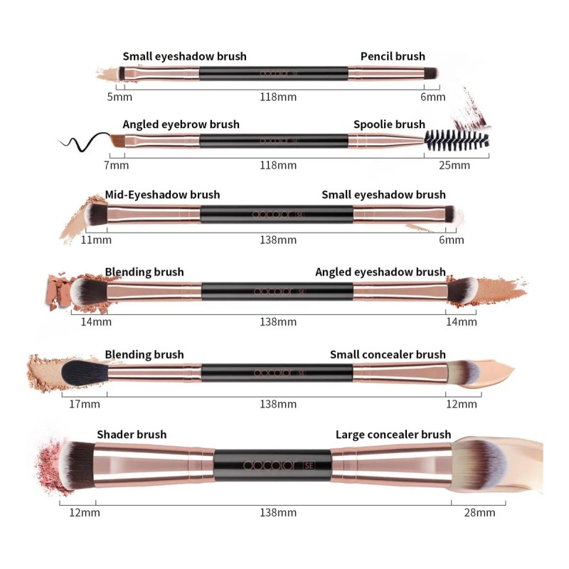 Brochas De Maquillaje De Doble Cara, Docolor 6 Piezas Juego