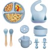 VIDA4U 9pcs Plato Silicona para Bebe, Set Alimentación Complementaria, Juego