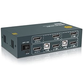 KVM Switch HDMI Dual Monitor Extended Display 2 Port, UHD 4K@60Hz Resolution YUV4:4:4 Downward Compatible, Hotkey Switch, with All Needed Cables