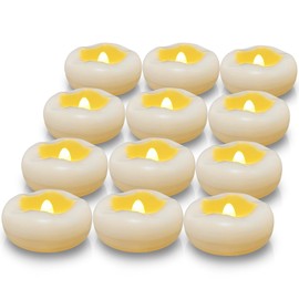 Floating Candles, Water-Activated 2.3" Flameless LED Candle 150+ Hours Waterproof Plastic White Battery Operated Candle for Centerpieces, Cylinder Vases Table Decorations Wedding Pool Party 12 Packs