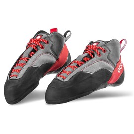 Ocun Jett Crack Rock Climbing Shoes | Performance Shoe for Crack and Trad Climbing, Grey/Red, 9.5