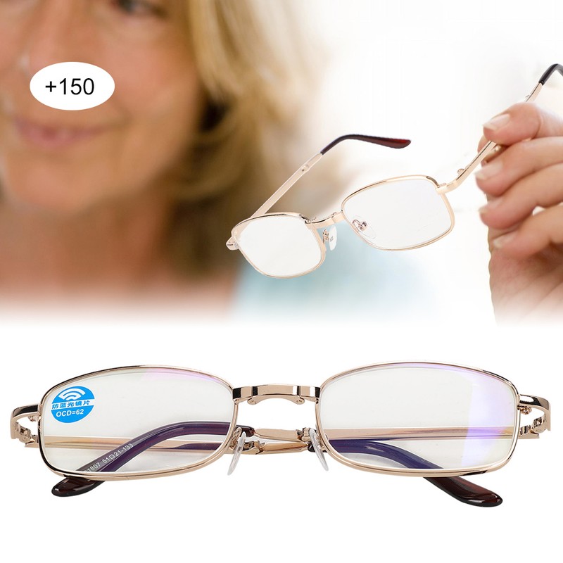 Folding Presbyopic Glasses Blue Light Blocking Anti Fatigue Reading Glasses