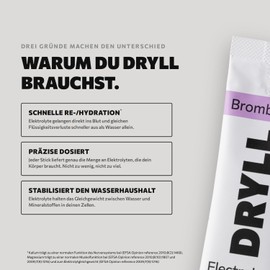 DRYLL Electrolyte Powder, 30 Sticks, Mixed Flavours (Raspberry, Watermelon, Peach, Cherry, Unflavored), Sugar Free, with Sodium, Magnesium, Potassium, Vegan (Salty Peach)