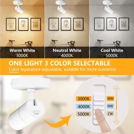 VANoopee 3-Color Dimmable LED Ceiling Spotlight Flush Mount Adjustable Spotlight Directional Spot Lights Indoor Bright Accent Fixture for Living Room Bedroom - CRI90 36° Flicker Free 10W 1000lm White