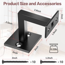 5 x 304 Stainless Adjustable Swivel Handrail Brackets , Matt Black Contemporary Square Stair Brackets for Indoor or Outdoor Staircase