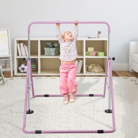 Segawe Foldable Gymnastics Bar for Kids Gymnastics Home Kip Bar Save Space Pink