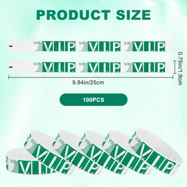 CREATCABIN 100Pcs Party Wristbands VIP Armbands Waterproof Lightweight Paper Event Bracelets Bulk Wristband Badges Events Admission Identification Arm Hand Labels Indexes for Clubs Concert Green