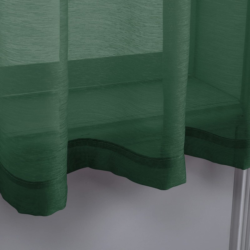 DONREN Dark Emerald Green Sheer Curtains 63 Inch Length for