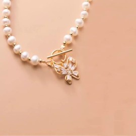 Handmade Freshwater Pearl Necklace  14K GOLD Necklace over  Real Silver