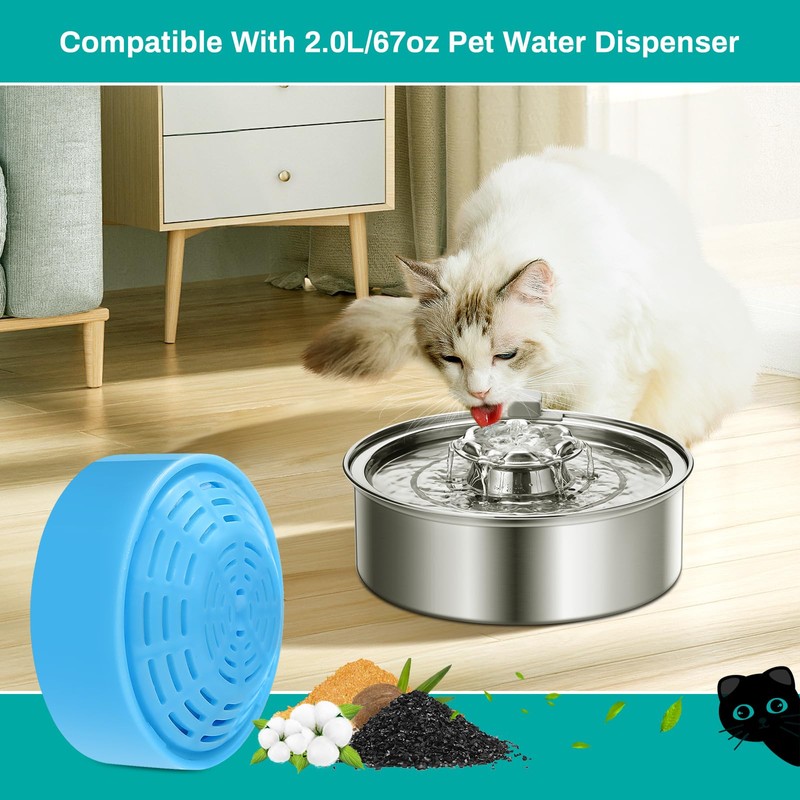 4-Pack Cat Water Fountain Replacement Filter for 2.0L/67oz Automatic Dog