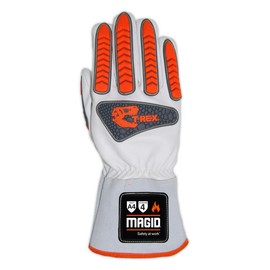 MAGID T-REX TRX848M Inferno Series Heat Resistant Welder's Gloves, 6 Pairs, Full Leather, Size 10/XL, Red & Gray