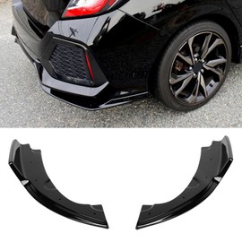 SCITOO 2PCS Rear Bumper Lower Side Lip Canards Diffuser Splitter Apron Valence 2016-2019 for Honda Civic Sedan Accessories Matte Black Rear Bumper Lower Side Splitters Apron Valance
