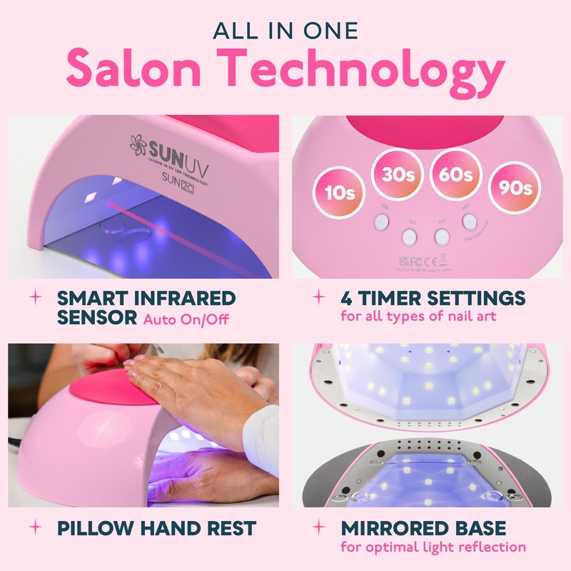 SUNUV 48W UV LED Nail Lamp with 4 Timer Settings,