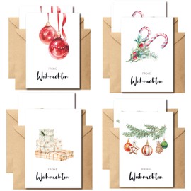 The Life Barn Set of 8 Christmas Cards Merry Christmas Card with Envelope, Christmas Post