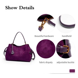 Women Faux Suede Tote Hobo Handbags Desiger Vintage Belted Top-handle Medium Genie Leather Trendy Shoulder Bags for Work Going Out Weding Show Party Night with Coin Purse 2025 2pcs Purple
