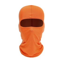 Unbranded Winter Windproof Fleece Ski Full Face Mask Neck Warm Balaclava for Cold Weather - Orange(Thin)